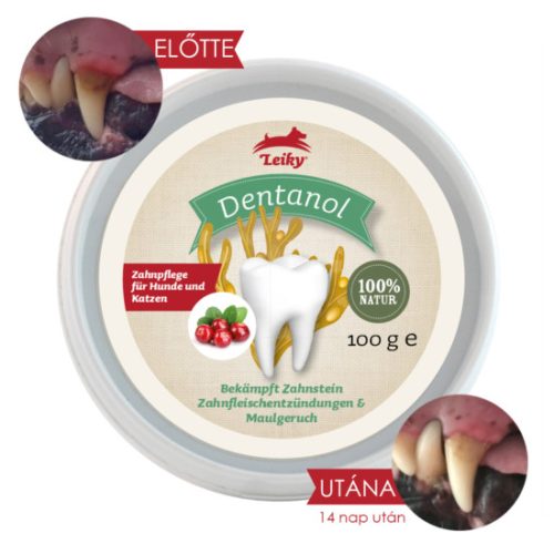 100% természetes fogkő, fogínygyulladás és szájszag elleni por kutyáknak és macskáknak 100 g (Leiky)